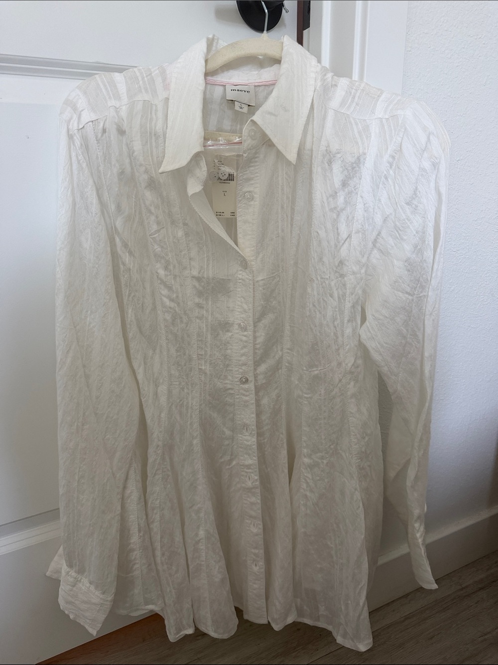 Maeve White Textured Button-Down Shirt